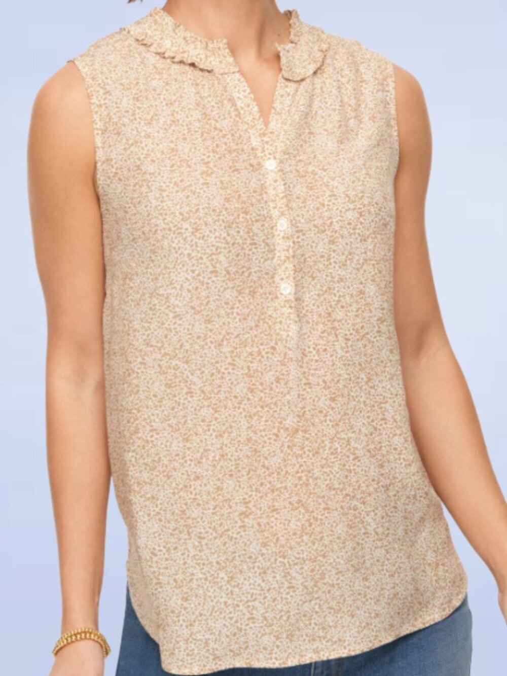 Talbots Pebbled Dot Ruffle Shell - Size 1X